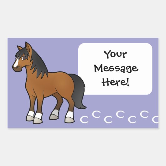 Comic-Pferd Rechteckiger Aufkleber (Vorderseite)