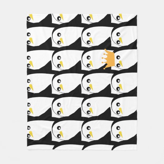 Comic Pinguin: Schwarz-weiß Vintag Fleecedecke (Vorderseite)