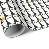 Comic Pinguin: Schwarz-weiß Vintag Geschenkpapier (Rolleneckpunkt)