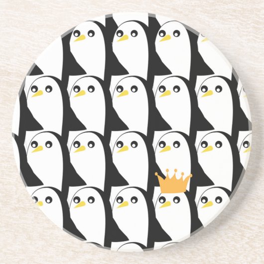 Comic Pinguin: Schwarz-weiß Vintag Getränkeuntersetzer (Vorne)