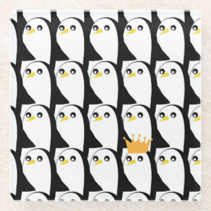 Comic Pinguin: Schwarz-weiß Vintag Glasuntersetzer