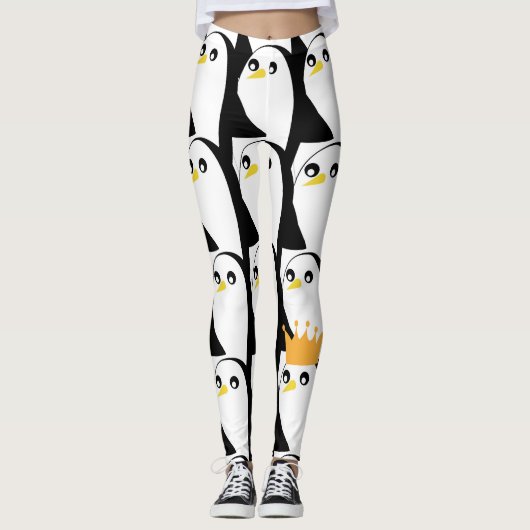 Comic Pinguin: Schwarz-weiß Vintag Leggings (Vorderseite)