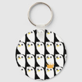 Comic Pinguin: Schwarz-weiß Vintag Schlüsselanhänger (Rückseite)