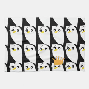 Comic Pinguin: Schwarz Weiß Vintage Geschirrtuch