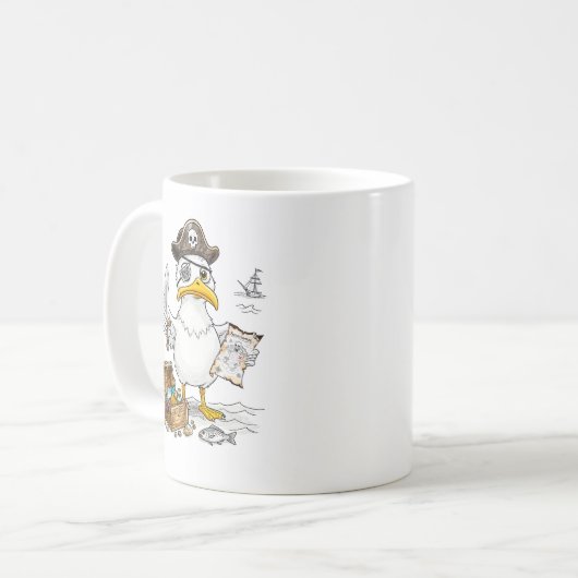 Comic Pirate Bird Treasure Hunt Kaffeetasse (Vorderseite Links)