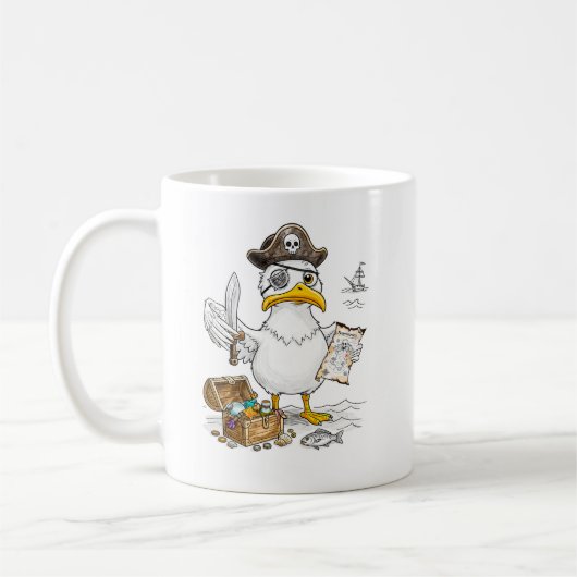 Comic Pirate Bird Treasure Hunt Kaffeetasse (Links)