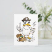 Comic Pirate Bird Treasure Hunt Postkarte (Stehend Vorderseite)