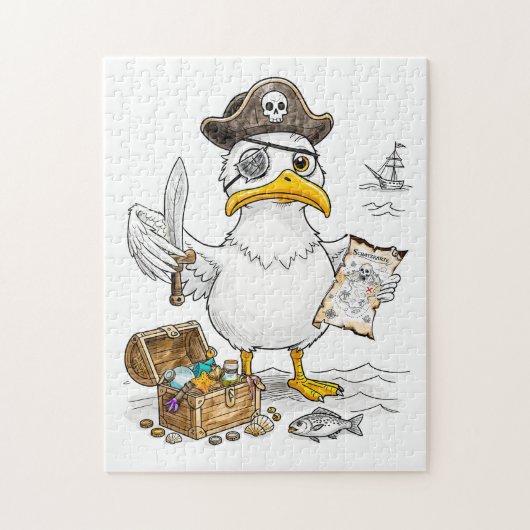 Comic Pirate Bird Treasure Hunt Puzzle (Vertikal)
