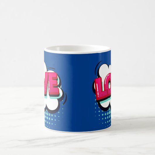 Comic Pop Art Blue Pink LIEBE Neuartiges Funny Kaffeetasse (Mittel)