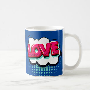 Comic Pop Art Blue Pink LIEBE Neuartiges Funny Kaffeetasse
