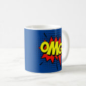 Comic Pop Art Blue Red Yellow OMG Neuartiger Spaß Kaffeetasse (VorderseiteRechts)