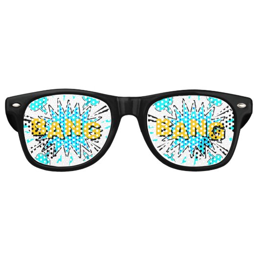 Comic Pop Art Blue Yellow BANG Neuartiger Spaß Jok Partybrille (Vorderseite)