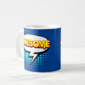 Comic Pop Art Blue Yellow PHANTASTISCH Novelle Kaffeetasse (Vorderseite Links)