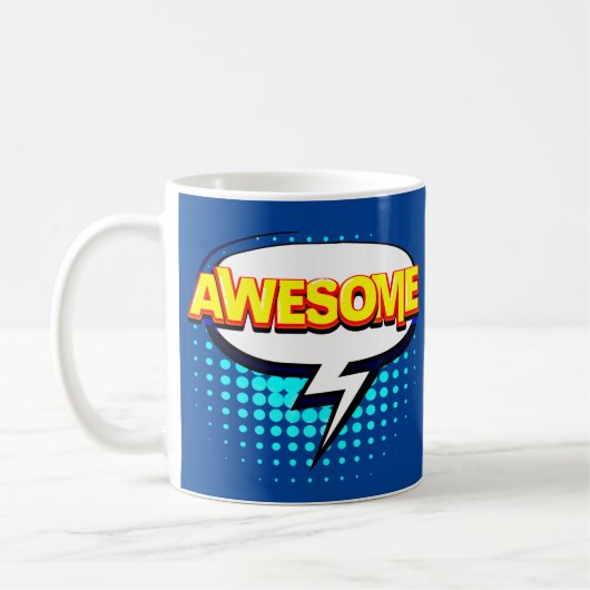 Comic Pop Art Blue Yellow PHANTASTISCH Novelle Kaffeetasse (Links)