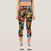 Comic Pop Art Cartoon Super Hero Capri Leggings (Vorderseite)