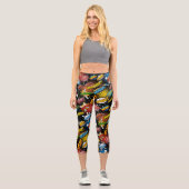 Comic Pop Art Cartoon Super Hero Capri Leggings (Vorderseite)