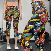 Comic Pop Art Cartoon Super Hero Capri Leggings
