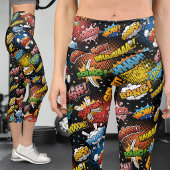 Comic Pop Art Cartoon Super Hero Capri Leggings