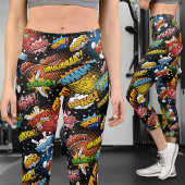 Comic Pop Art Cartoon Super Hero Capri Leggings