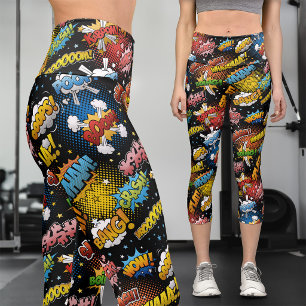 Comic Pop Art Cartoon Superheld Capri Leggings