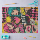 Comic Pop Art Decoupage Paper Love Strength Hope  Seidenpapier (Basteln)