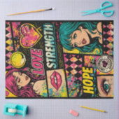 Comic Pop Art Decoupage Paper Love Strength Hope  Seidenpapier (Basteln)