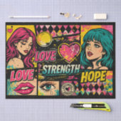 Comic Pop Art Decoupage Paper Love Strength Hope Seidenpapier (Handwerk)