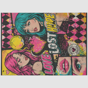 Comic Pop Art Découpage Papier Liebe Stärke Hoffnu