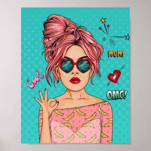 Comic Pop Art Girl Poster (Vorne)