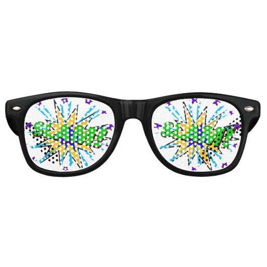Comic Pop Art Green Yellow SLAM Neuartiger Spaß Wi Partybrille (Vorderseite)