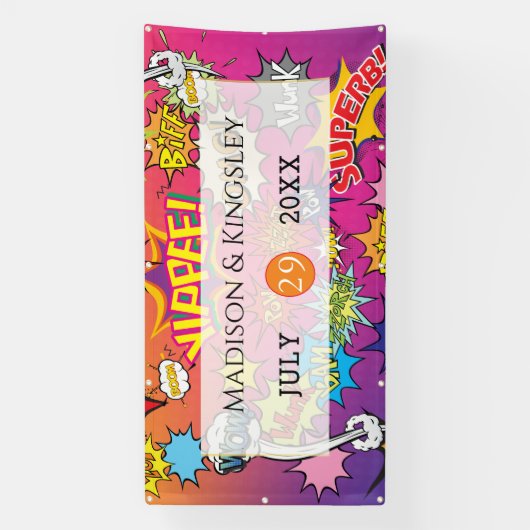 Comic Pop Art 💥 🎨 Hochzeit Graffiti Banner (Vertikal)