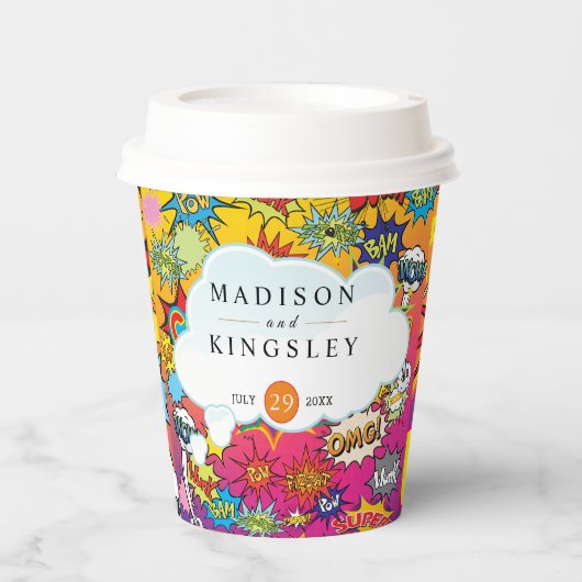 Comic Pop Art 💥 🎨 Hochzeit Graffiti Pappbecher (Vorderseite)