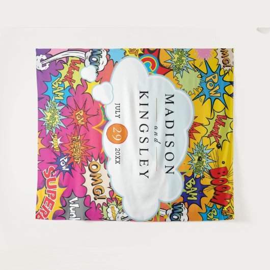 Comic Pop Art 💥 🎨 Hochzeit Graffiti Wandteppich (Vorderseite (Horizontal))