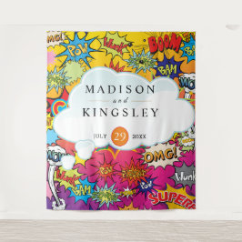 Comic Pop Art 💥 🎨 Hochzeit Graffiti Wandteppich