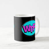 Comic Pop Art Lila Blue WTF Neuartiges Funny Kaffeetasse (VorderseiteRechts)