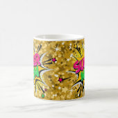 Comic Pop Art Lila Gelb Gelb SUPER MAMA Funny Kaffeetasse (Mittel)