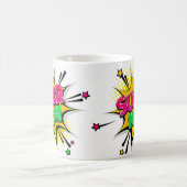 Comic Pop Art Lila Gelb Gelb SUPER MAMA Funny Kaffeetasse (Mittel)