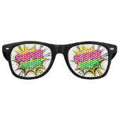 Comic Pop Art Lila Gelb Gelb SUPER MAMA Funny Partybrille (Vorderseite)