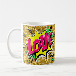 Comic Pop Art Lila Gelbe LIEBE Neuartiges Sonnenba Kaffeetasse
