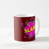 Comic Pop Art Pink Yellow SLAM Neuheit Kaffeetasse (VorderseiteRechts)