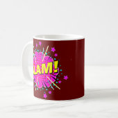 Comic Pop Art Pink Yellow SLAM Neuheit Kaffeetasse (Vorderseite Links)