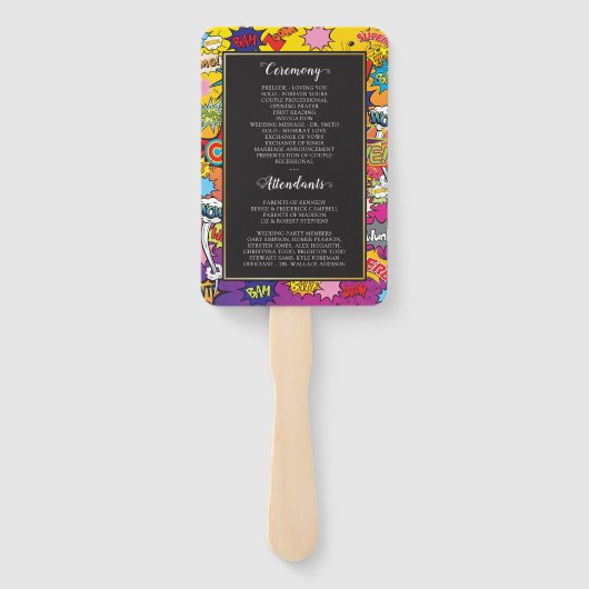 Comic Pop Art Speech Bubble Wedding Hand Fan Fächer (Rückseite)