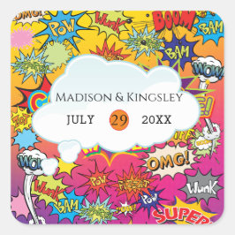 Comic Pop Art 💥 Sprechblase Retro Graffiti Quadratischer Aufkleber