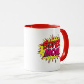 Comic Pop Art Super Mama Tasse (VorderseiteRechts)