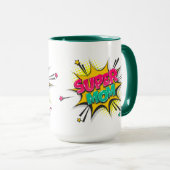 Comic Pop Art Super Mama Tasse (VorderseiteRechts)