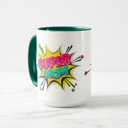 Comic Pop Art Super Mama Tasse (Vorderseite Links)
