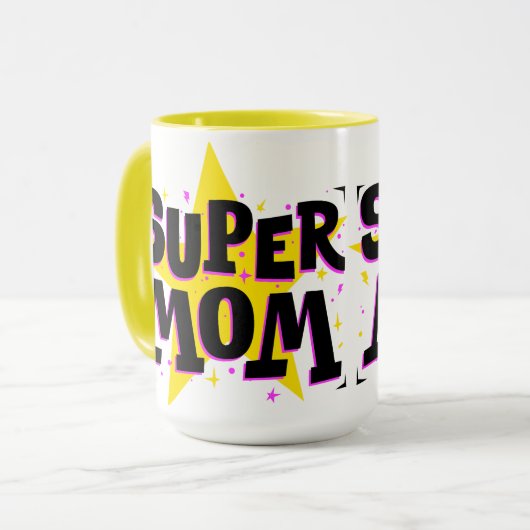 Comic Pop Art Super Mama Tasse (Vorderseite Links)