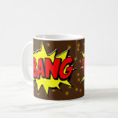 Comic Pop Art Yellow BANG Braun Sterne Neues Kaffeetasse (Vorderseite Links)