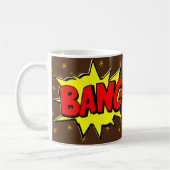 Comic Pop Art Yellow BANG Braun Sterne Neues Kaffeetasse (Links)