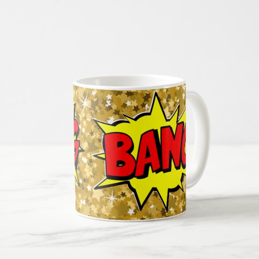 Comic Pop Art Yellow BANG Neuartiger Funny Caffee Kaffeetasse (VorderseiteRechts)